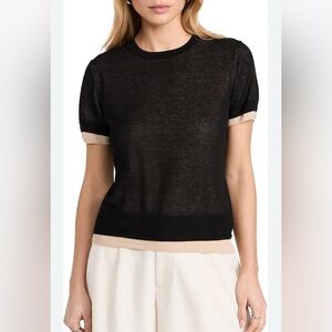 Vince Black and White Fitted Short Sleeve T-Shirt